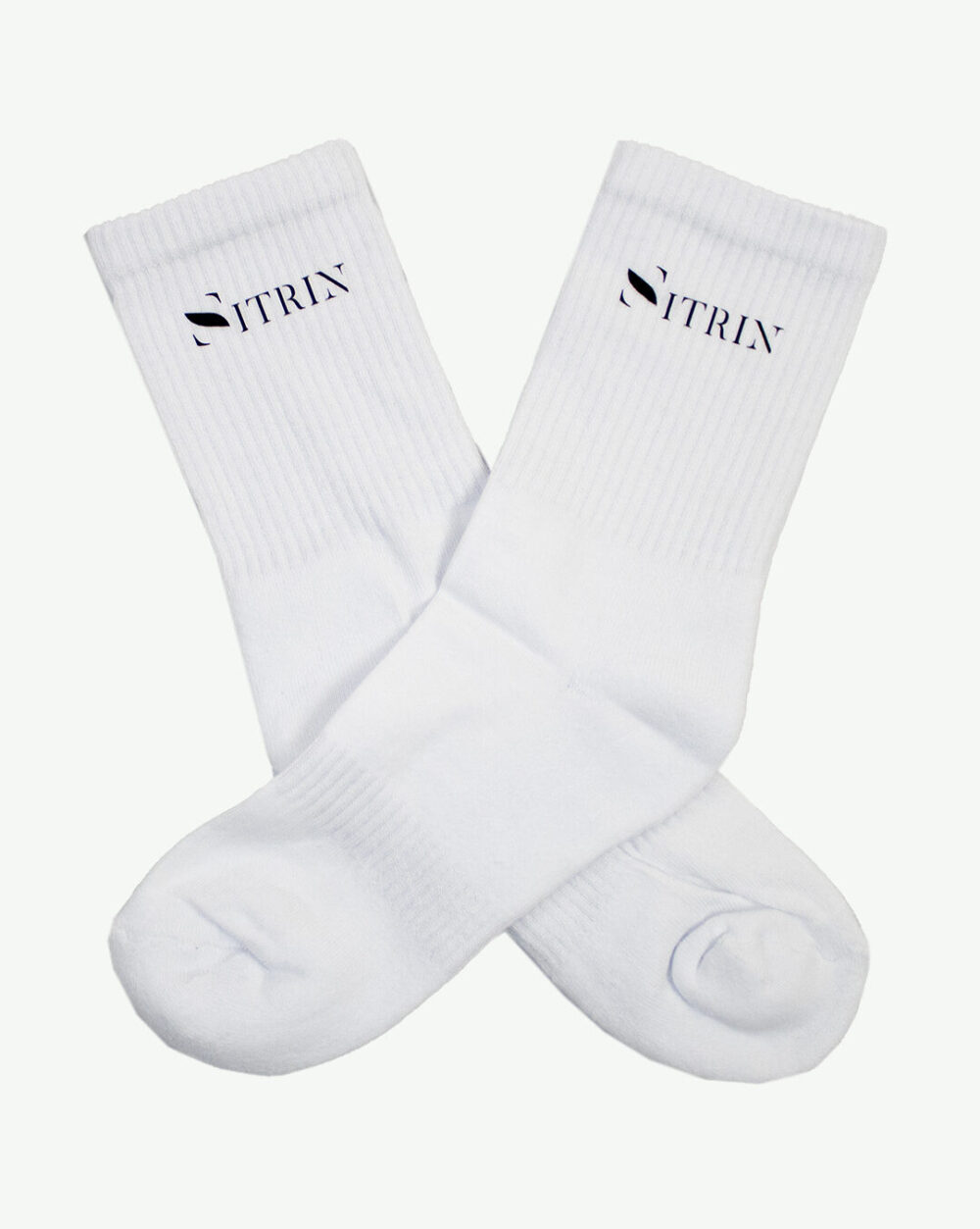 Pair of the Sitrin 100% cotton white socks.